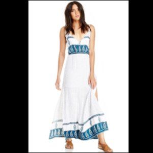 Faithfull The Brand Dress Paisley White Blue Sz S Boho Maxi